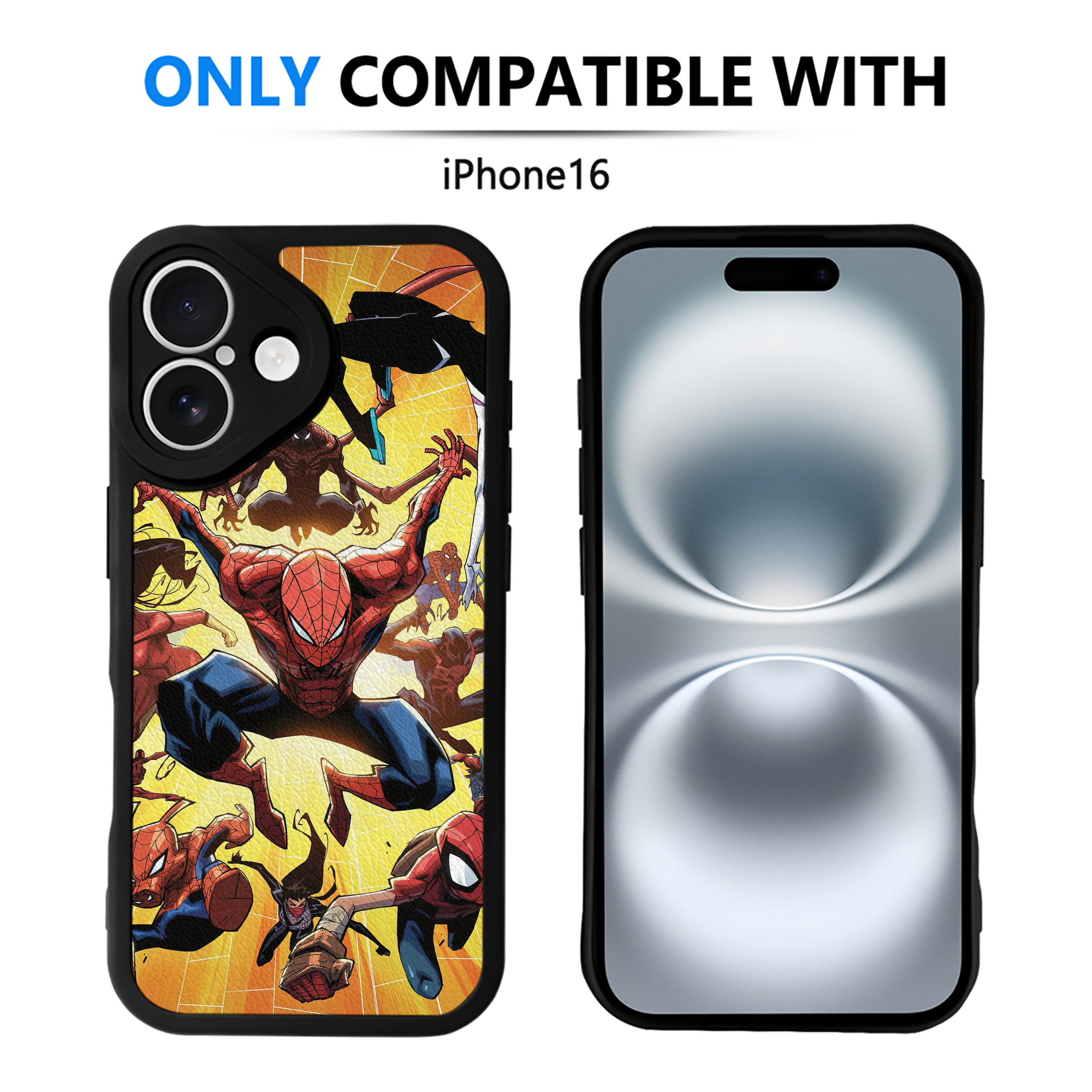 （画像用） Spider Man スパイダーマン 【iPhone 16シリーズ対応】シリコンスマホケース（レザー調） 材質：シリコン